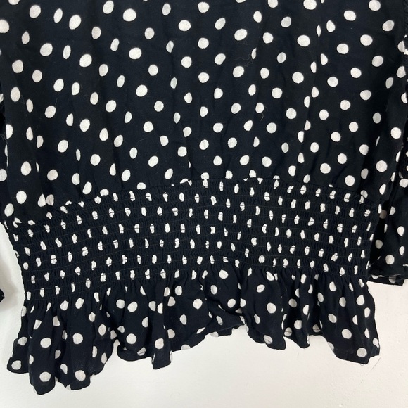 Free People A Bit of Something Sweet Black and White Polka Dot Top Sz XS - Picture 12 of 13